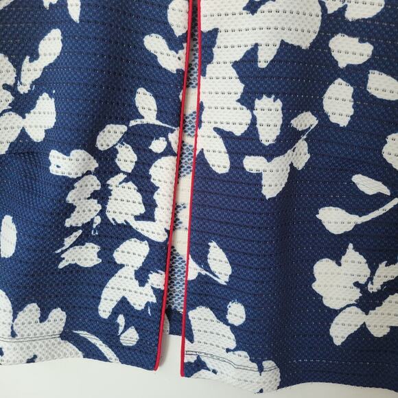 Perceptions Womens Navy White Floral Cropped Open Front 3/4 Sleeve Bolero Sz 18 - Picture 4 of 8